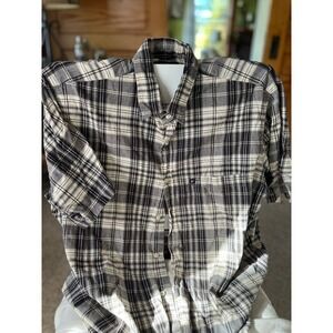Polo Jeans Co Ralph Lauren Black & White Plaid‎ Button up  Short Sleeve Shirt L